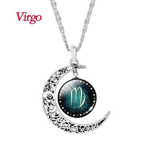 Crescent Moon Zodiac Necklace Pendant Necklaces There Virgo 