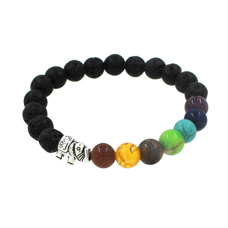 7 Chakra Elephant Bracelet Bracelet zenshopworld Lava stone