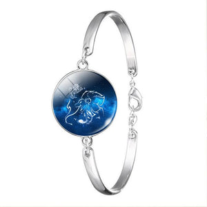 12 Zodiac Sign Bracelet Glass Charm Bracelet Charm Bracelets ESSPOC AngelJewelry Store Leo 