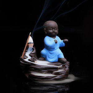 Buddha/Monk Ceramic Aroma Backflow Incense & Incense Burners Zen Tea Culture CO.,LTD. Monk Blue 