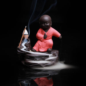 Buddha/Monk Ceramic Aroma Backflow Incense & Incense Burners Zen Tea Culture CO.,LTD. Monk Red 