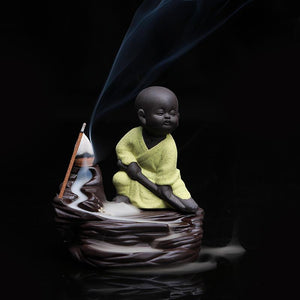 Buddha/Monk Ceramic Aroma Backflow Incense & Incense Burners Zen Tea Culture CO.,LTD. Monk Yellow 