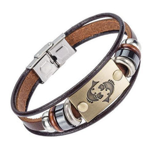 12 Constellation Leather Multi layer Bracelets Charm Bracelets Xinyao Official Store PISCES 