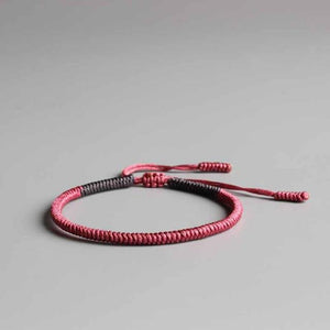 Tibetan Buddhist Handmade Knots Lucky Rope Braided Happiness Set Chain & Link Bracelets Eastisan Store Pink Rose 