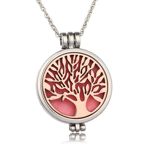 Tree of Life Pendant Oil Diffuser Pendant Necklaces There Rose Gold Tree 