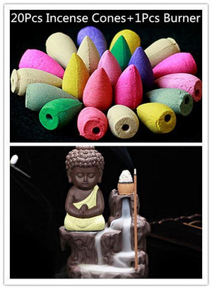 Little Buddha Incense Burner (20 FREE Cones) Incense & Incense Burners Alivipseller Yellow 