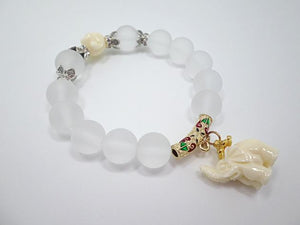 Crystal Elephant Matte Stone Bead Bracelet Strand Bracelets Shop513152 Store gold color 