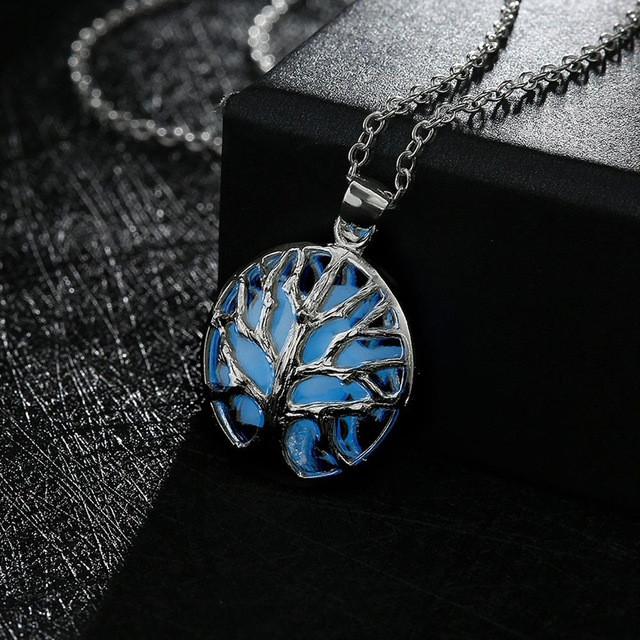 Glow in the Dark Tree of Life Necklace Pendant Necklaces Cypris Jewellery Franchised store Blue