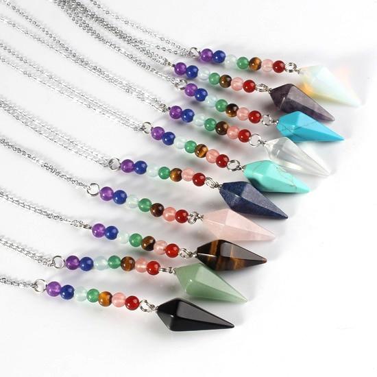 7 Chakra Reiki Agate Natural Stone Necklace Home xinshangmie Store