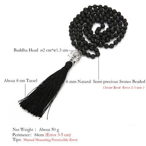 108 Mala Volcanic Stone Buddha Head Mala Pendant Necklaces showboho handmade Store 
