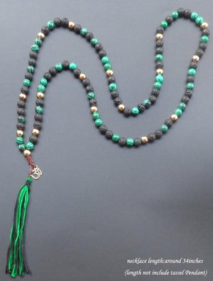 108 Bead Natural Stone with OM Tassel Mala Necklace Pendant Necklaces Xin Xin Fashion JEWELRY 