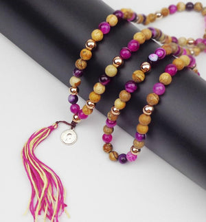 108 Bead Colorful Naturals Stone Mala with Tassel Necklaces & Pendants Xin Xin Fashion JEWELRY 