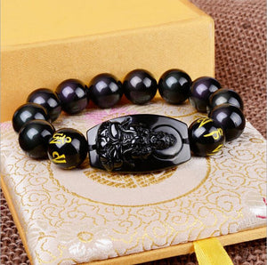 10MM Natural Black Obsidian Buddha Bracelet Beads JINJIAHUI FOREIGN TRADE CO.,LTD 