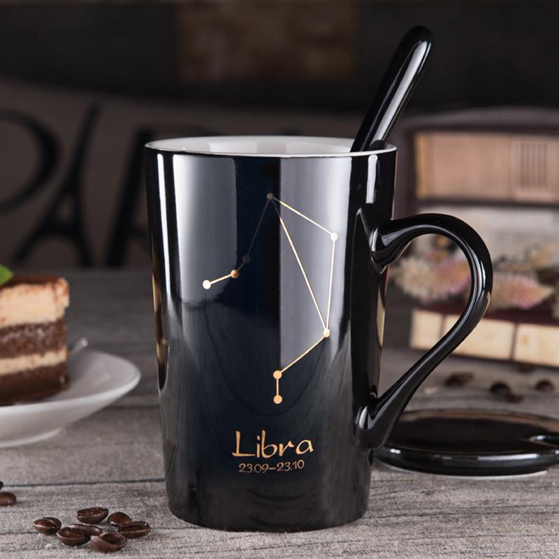 Zodiac Constellation Mug with Stainless Spoon Mugs LanBeiJia Official Store 