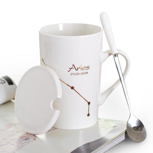 Zodiac Constellation Mug with Stainless Spoon Mugs LanBeiJia Official Store 