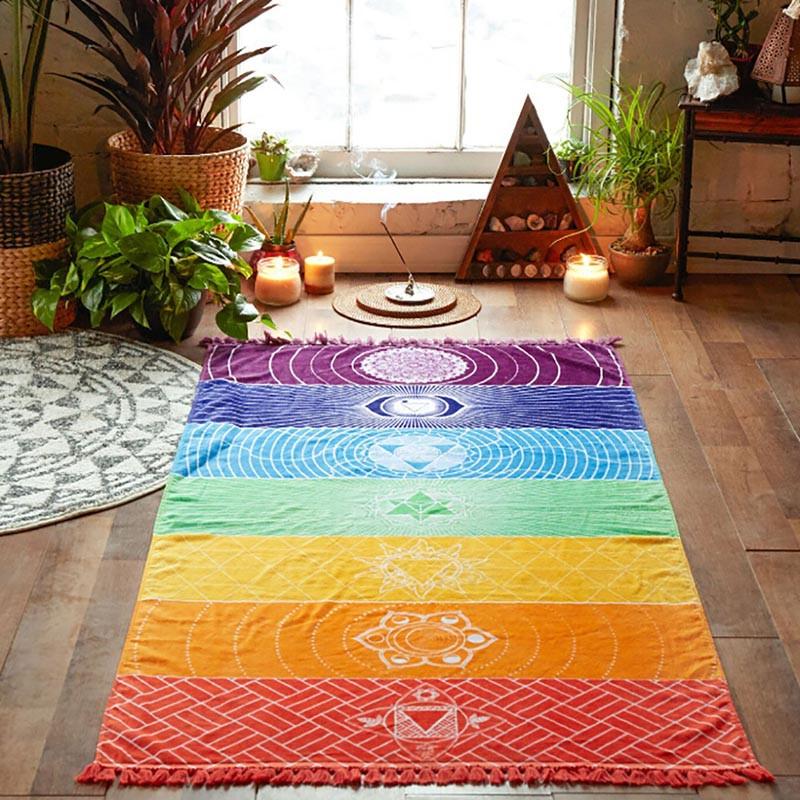 Colorful Rainbow Chakra Tapestry Home Alivipseller 70cm x 150cm 