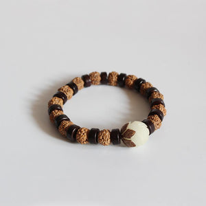 Tibetan Natural Rudraksha Jewelry Coconut Shell Beads Bracelet Strand Bracelets Eastisan Store 15-16cm 