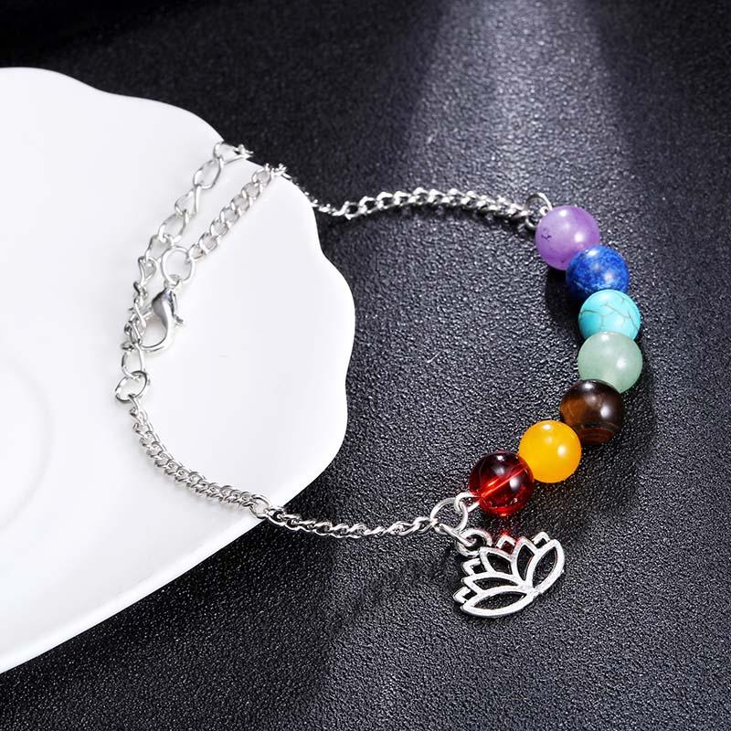 7 Chakra Lottus Charm Anklet Anklets Must to do our best-Cheap Wholesale Store 