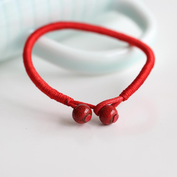 2PCs Lucky Knots Red Ceramic Bead Bracelets Charm Bracelets Rita's Trendy Handiwork Store 16-18cm 