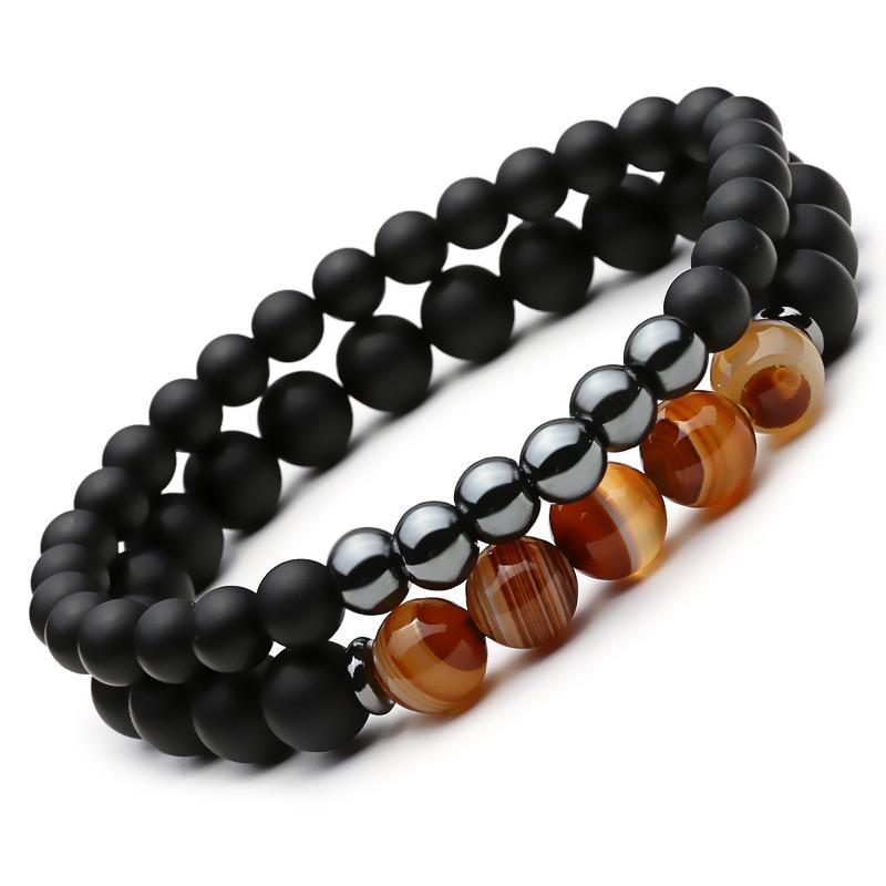 2Pcs Natural Stone Balance and Protection Bracelets Charm Bracelets Mcllroy Blueskull Store 