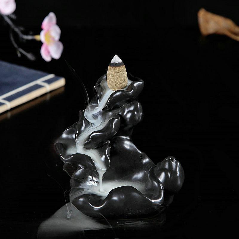 Aroma Back Flow Incense Burner Incense DirectDigitalDeals Black 