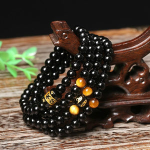 108 Natural Brazil Black Bead Onyx Mala Strand Bracelets Ailsa Jewelry 