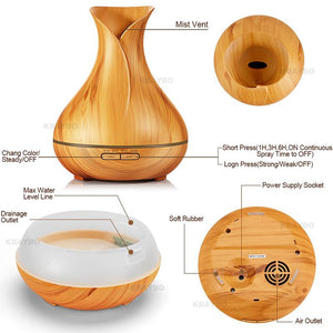 400ml Wood Grain Aroma Essential Oil Diffuser and Humidifier KBAYBO Official Store 