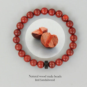 Tibetan Natural Wood Bracelet with Mantra Charm Bracelets Eastisan Store Red Sandalwood 15-16cm 