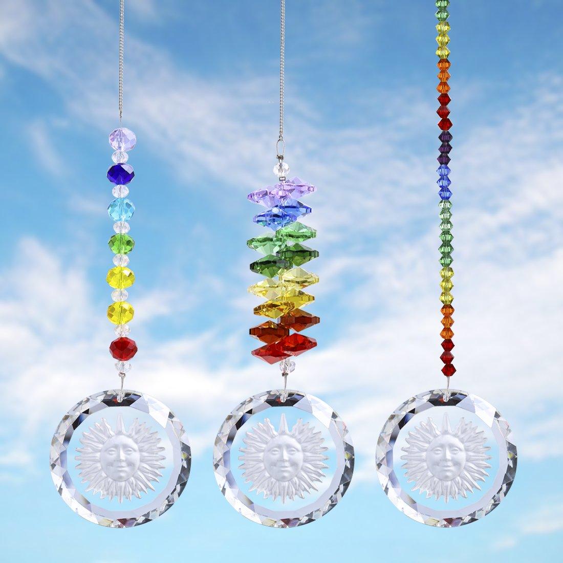 3 PCS/Set Chakra Suncatcher with Sunflower Pendant H&D Crystal 1 