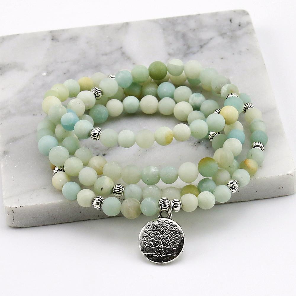 Frosted Amazonite Bracelet Prayer Beads 6mm Strand Bracelets Ailsa Jewelry 