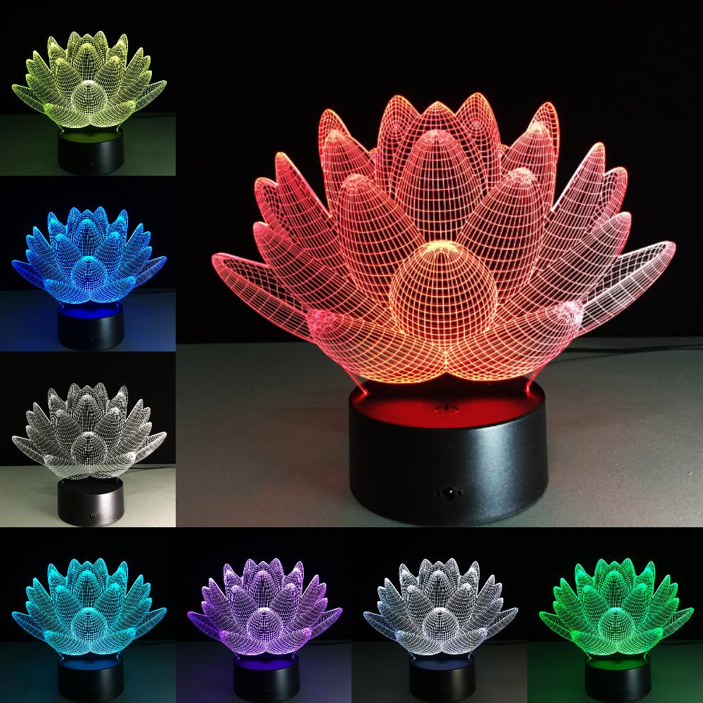 Lotus 3D Colorful LED Night Light LED Night Lights A A A A A Store 