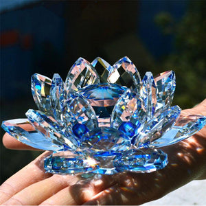 Feng Shui Crystal Lotus Flower Figurines & Miniatures HC Arts&Crafts Store 