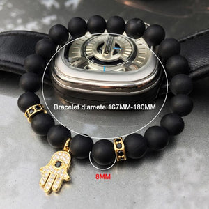 Natural Agate Hamsa Hand Bracelet Strand Bracelets Alice Jewelry & Accessories 