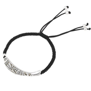 925 Sterling Silver Fish Lucky Rope Bracelet Charm Bracelets TERRECE Store Black 