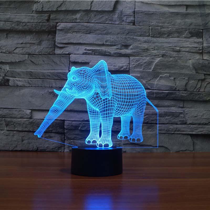 3D Hologram Elephant LED Lamp LED Light zenshopworld 