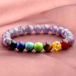 Purple Quartz Stone 7 Chakra Bracelet Strand Bracelets Ayliss Official Store 