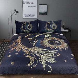 3Pcs Set Sun and Moon Dream Duvet Cover With Pillowcase Covers Bedding Sets BeddingOutlet Official Store 