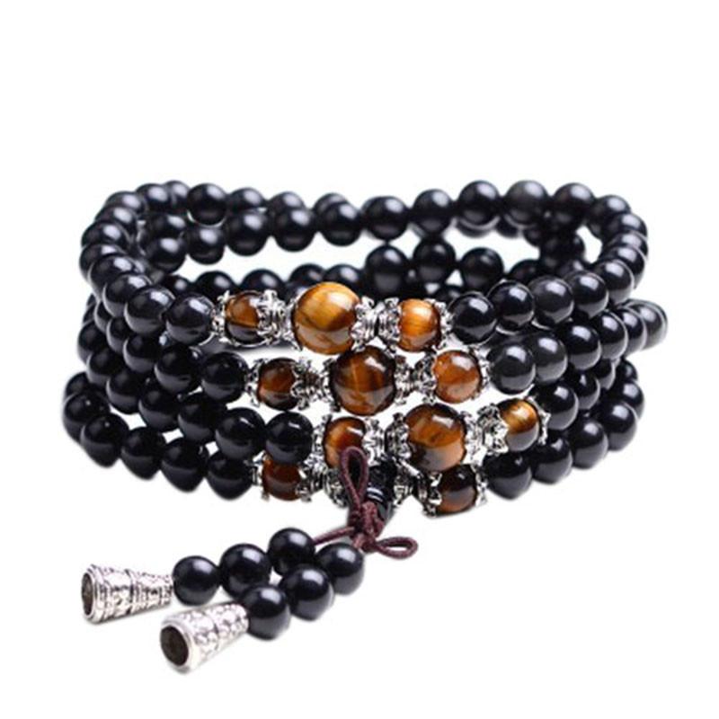 Tiger Eye 108 Bead Mala Strand Bracelets Long's Fashion Store 