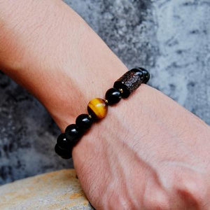 Black Obsidian and Tiger Eye Stone Bracelet Reikinn Store 