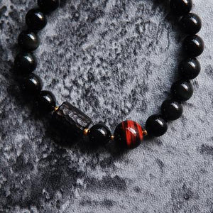 Black Obsidian and Tiger Eye Stone Bracelet Reikinn Store 