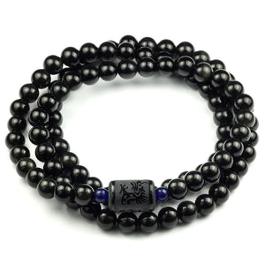 Black Rainbow Obsidian 108 Bead Mala Bracelet Strand Bracelets GQTorch Jewelry Store Men 8mm Beads Dragon 