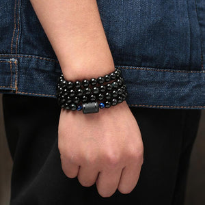 Black Rainbow Obsidian 108 Bead Mala Bracelet Strand Bracelets GQTorch Jewelry Store 