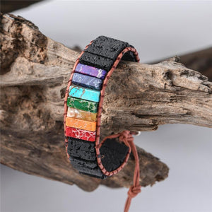 Chakra Black Lava Stone Wrap Bracelet Home YGLINE Store 