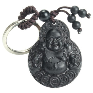Ebony Wood Laughing Buddha Key chain Key Chains MOFRGO Store 
