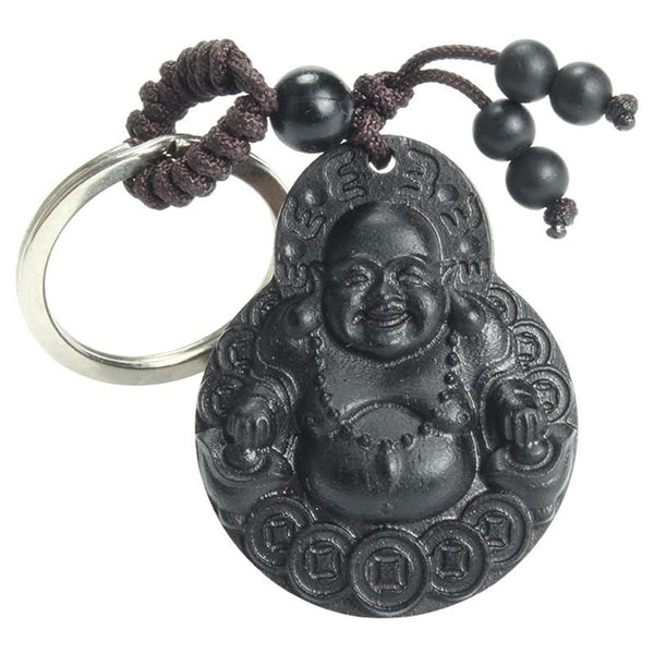 Ebony Wood Laughing Buddha Key chain - ZenShopWorld