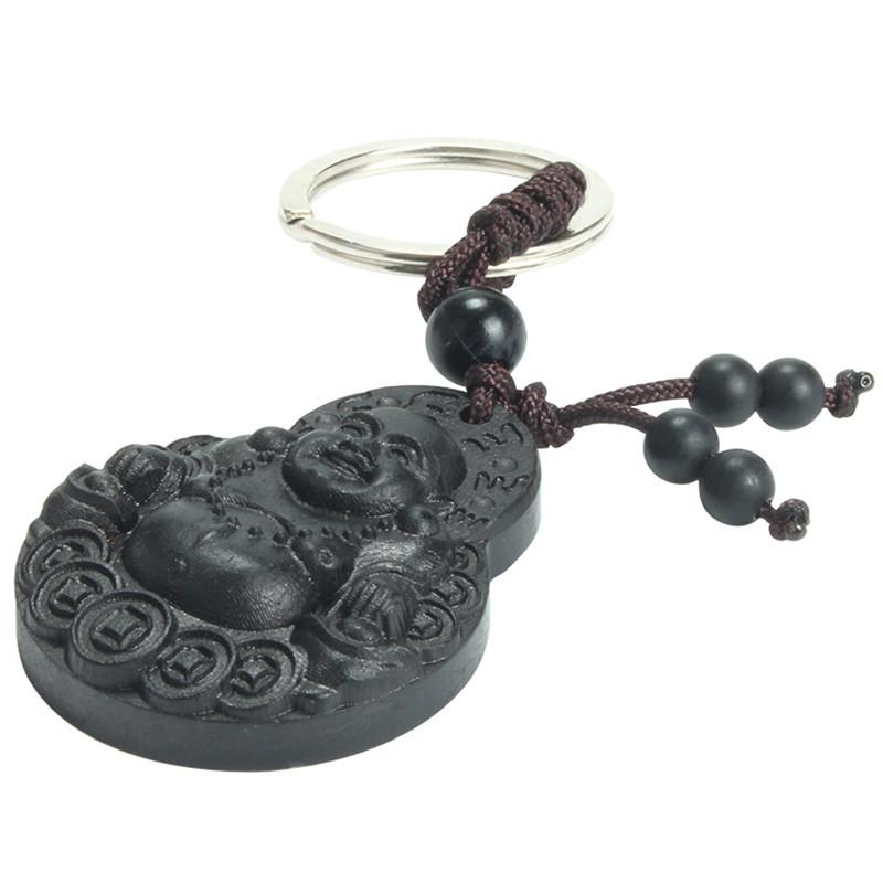 Ebony Wood Laughing Buddha Key chain - ZenShopWorld