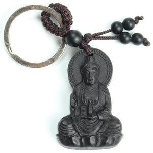 Traditional Ebony Wood Buddha Keychain Key Chains MOFRGO Store 