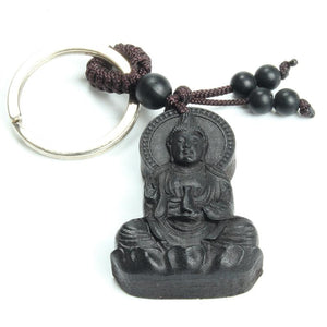 Traditional Ebony Wood Buddha Keychain Key Chains MOFRGO Store 
