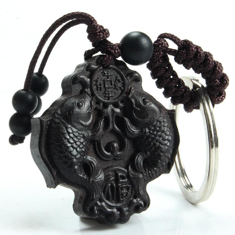 Ebony Wood Koi Fish Keychain Key Chains MOFRGO Store 