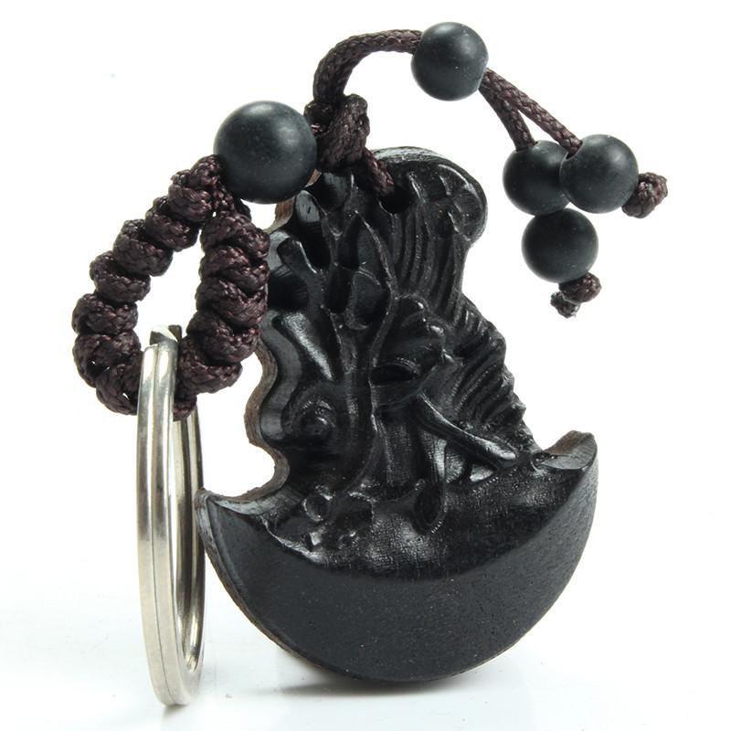 Traditional Wood Dragon Axe Ebony Key Chain Key Chains MOFRGO Store 